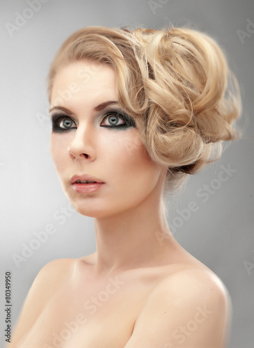 Woman with makeup and hairstyle