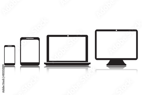Tablet laptop screen phone flat vector illustration