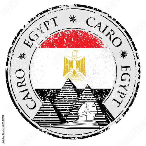 Grunge rubber stamp with Pyramid and the word Cairo, Egypt