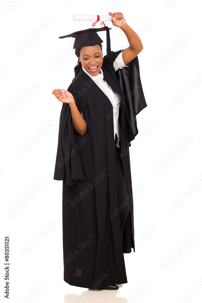 female african american graduate celebrating female african american graduate celebrating