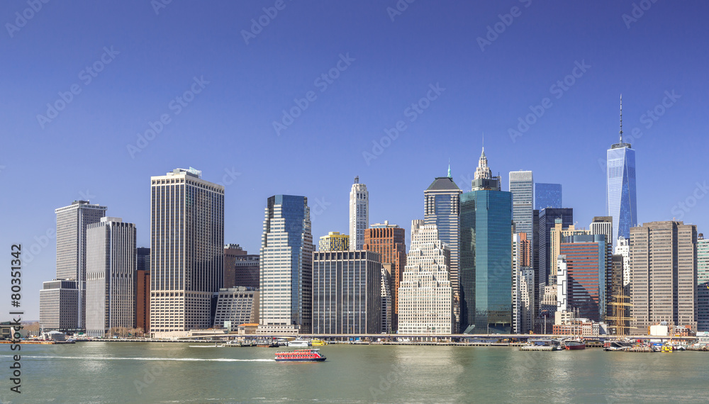 Fototapeta premium New York City Manhattan buildings skyline downtown