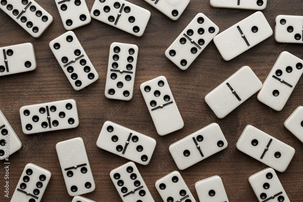 domino pieces on the wooden table background domino pieces on the wooden table background