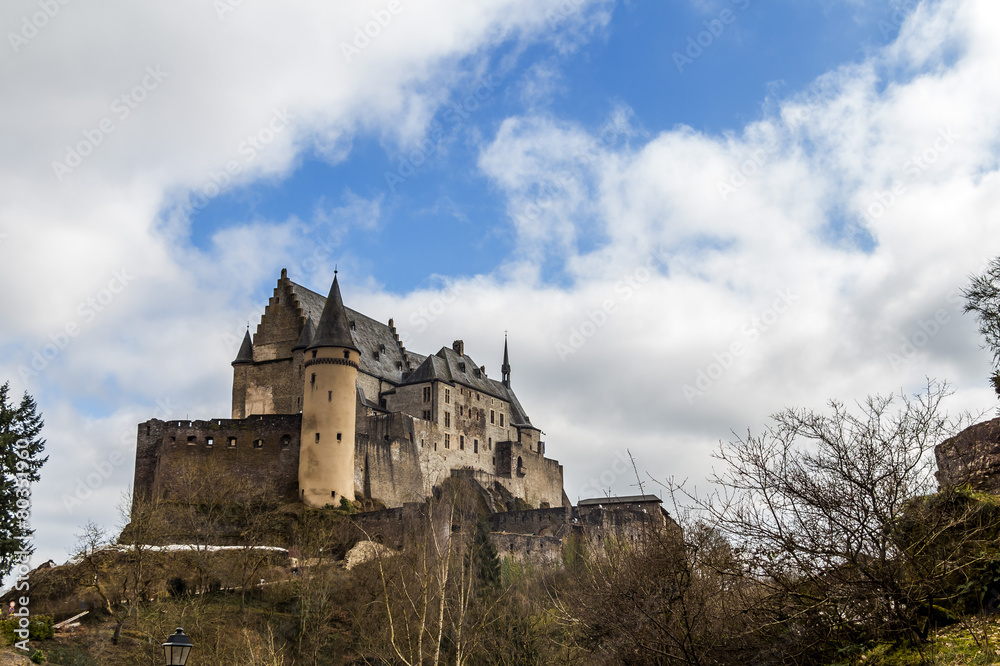 Vianden castle in cloudy winter day, Luxembourg