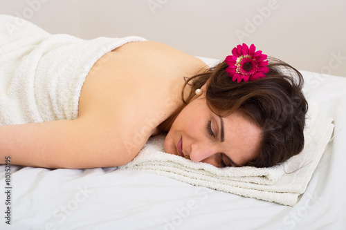 young woman enjoying a spa