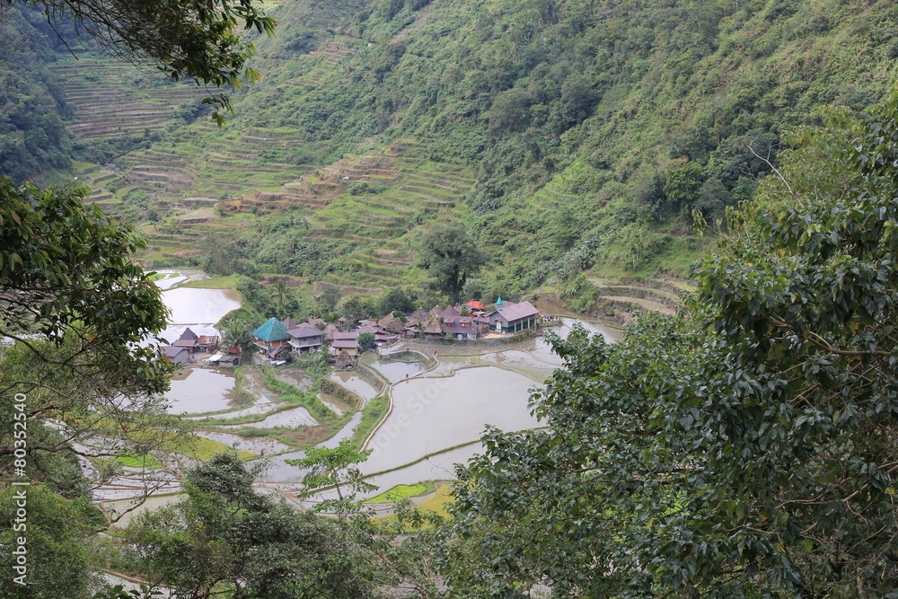 Banga-an Dorf, umgeben mit Reisfelder, Ifugao, Kordilleren, Philippinen
