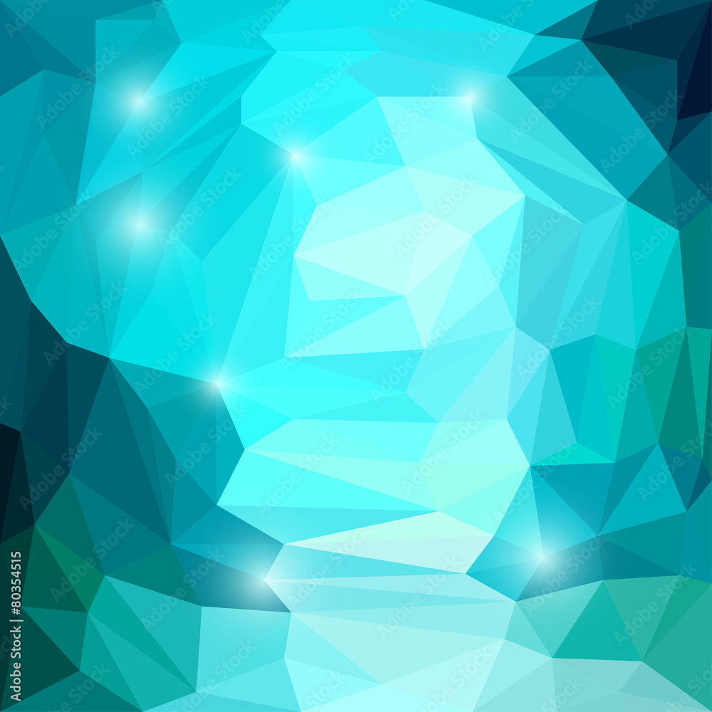 Abstract bright polygonal triangular background with lights