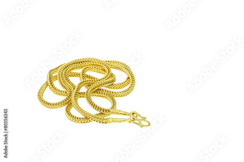 Gold necklace isolated on white
