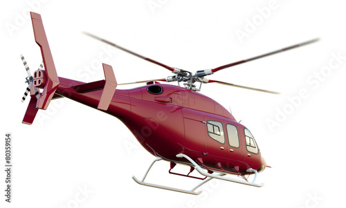 Red Rescue Helicopter. Isolated with Clipping Path.