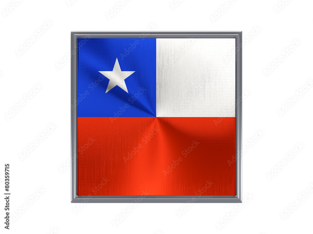 Fototapeta premium Square metal button with flag of chile