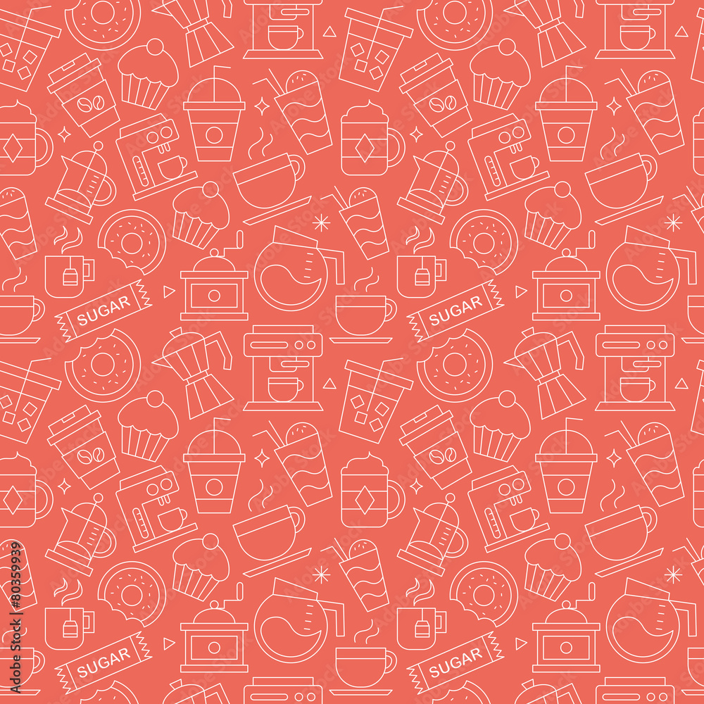Coffee line icon pattern set Coffee line icon pattern set
