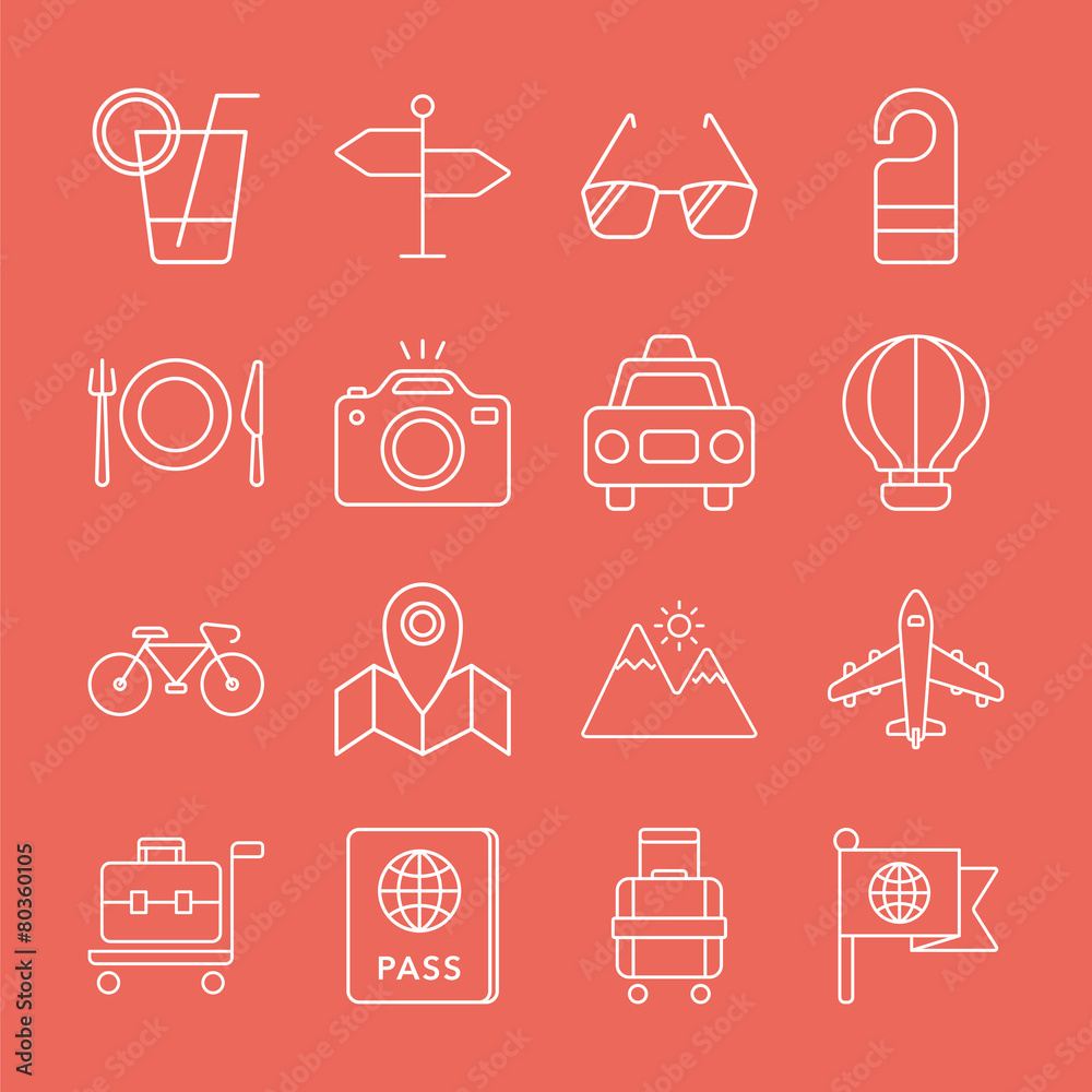 Travel line icon set Travel line icon set