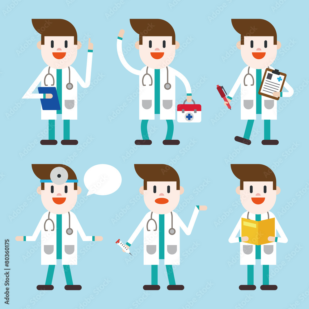 Character illustration design. Doctor set cartoon Character illustration design. Doctor set cartoon