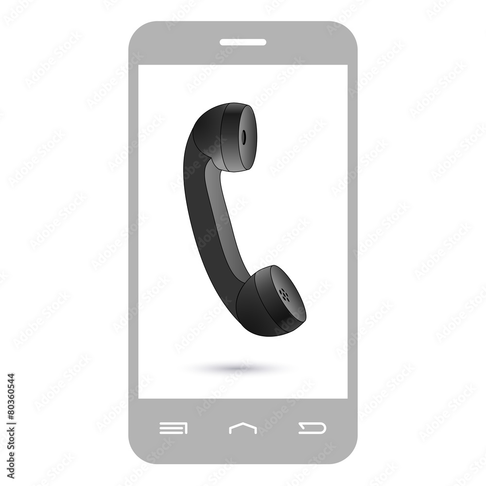 realistic handset on smartphone realistic handset on smartphone