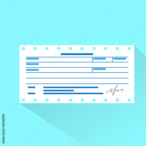 financial bill document, invoice order payment check flat design