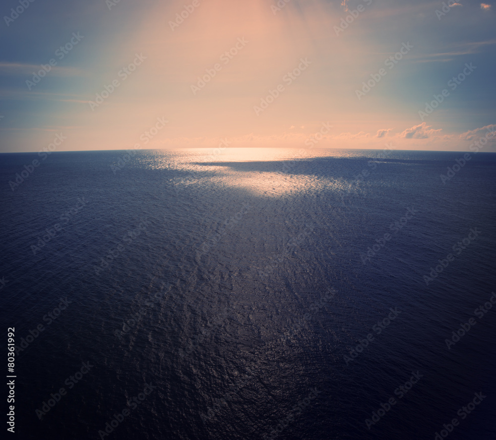 Beautiful sea and cloudy sky, retro tinted Beautiful sea and cloudy sky, retro tinted