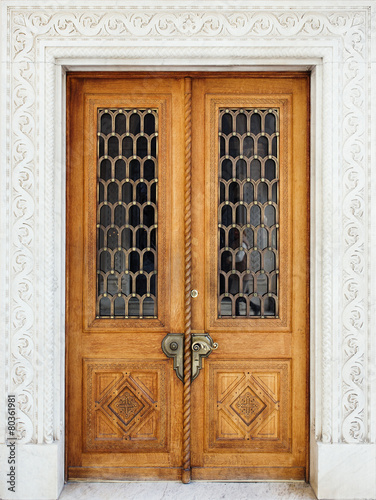 Livadia palace exterior. Vintage wooden door.