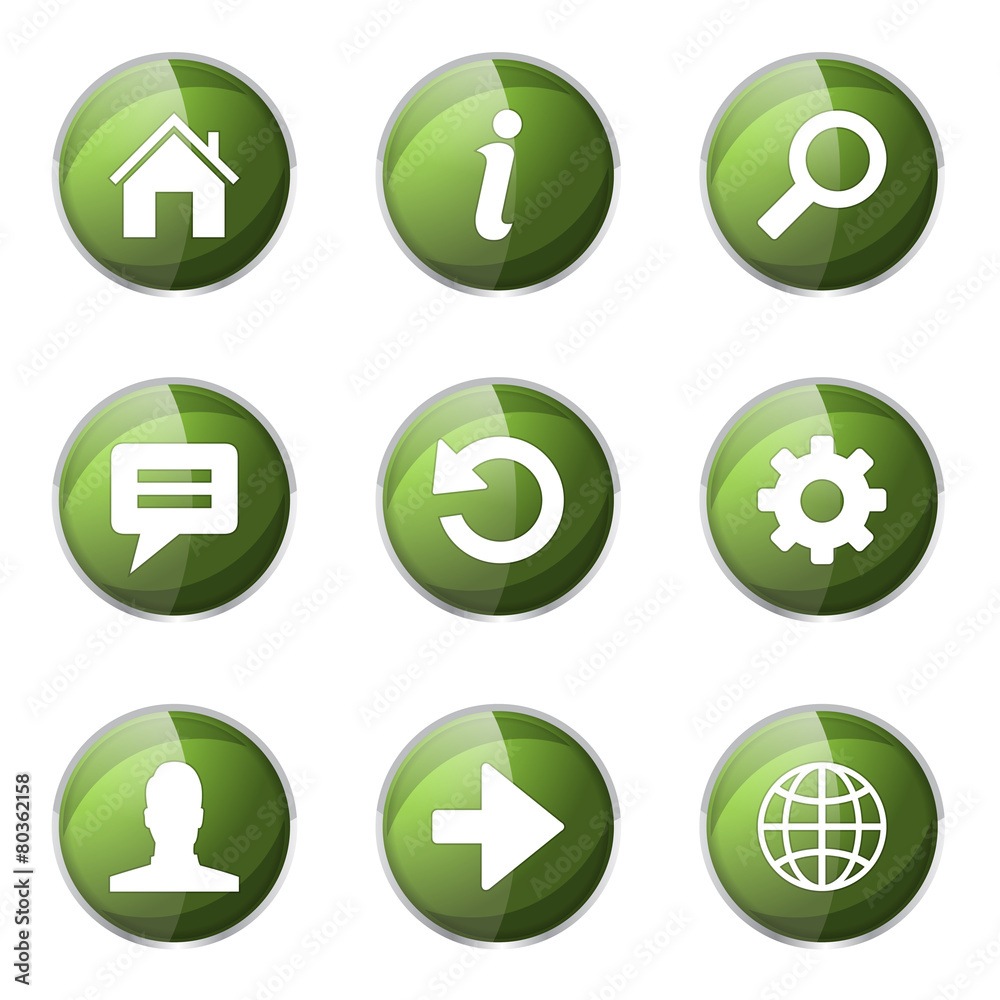 Web Internet Green Vector Button Icon Design Set Web Internet Green Vector Button Icon Design Set