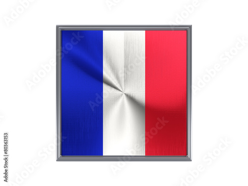 Free Download Square metal button with flag of france - GFXLoad