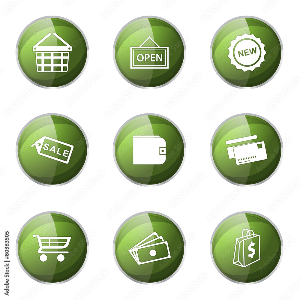 Shopping Sign Green Vector Button Icon Design Set 2 Shopping Sign Green Vector Button Icon Design Set 2