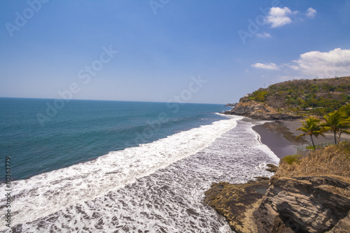 Amazing panoramic view of Sunzal beach in El Salvador