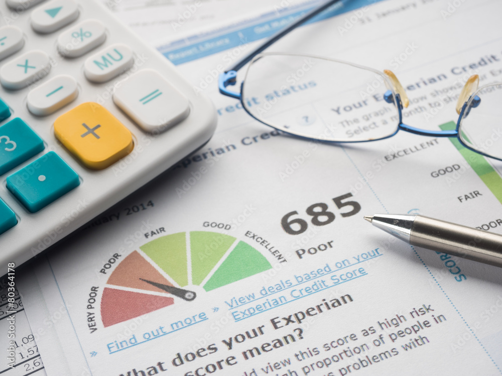 credit report on the desk.