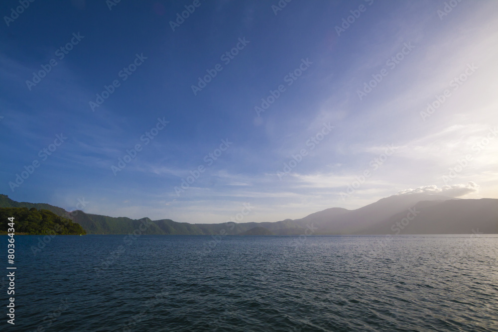 Panoramic view of Coatepeque lake in El Salvador Panoramic view of Coatepeque lake in El Salvador