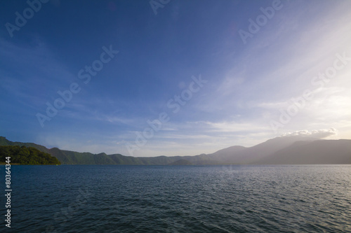 Panoramic view of Coatepeque lake in El Salvador
