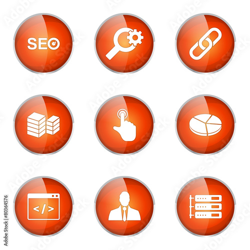 SEO Internet Sign Orange Vector Button Icon Design Set 11