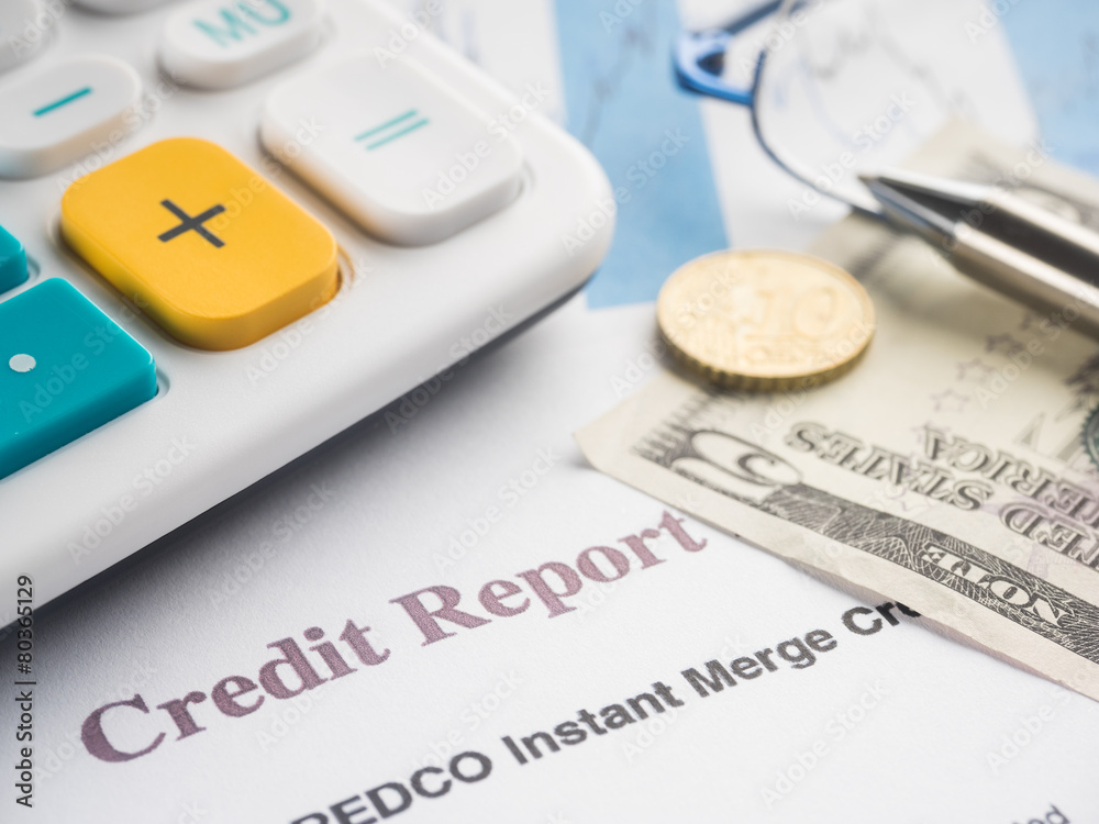 Fototapeta premium credit report on the desk.