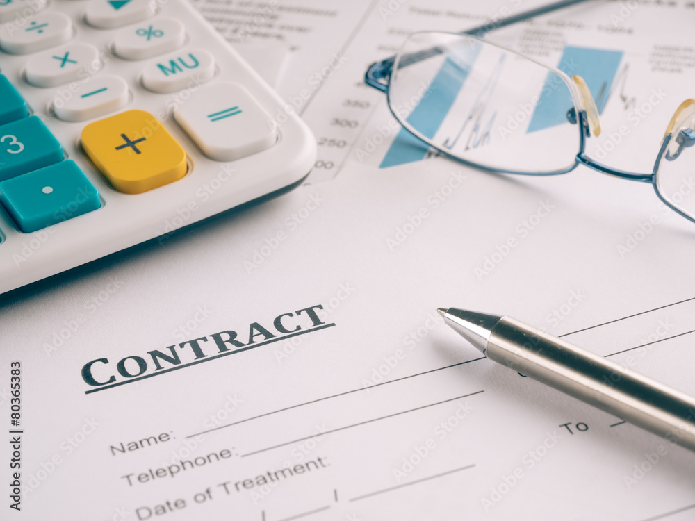 contract form on the desk. contract form on the desk.