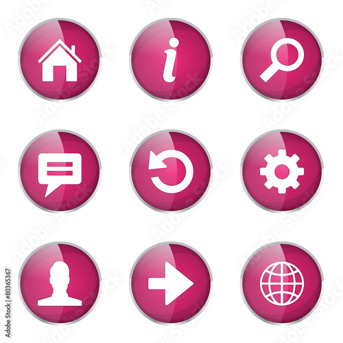 Web Internet Pink Vector Button Icon Design Set
