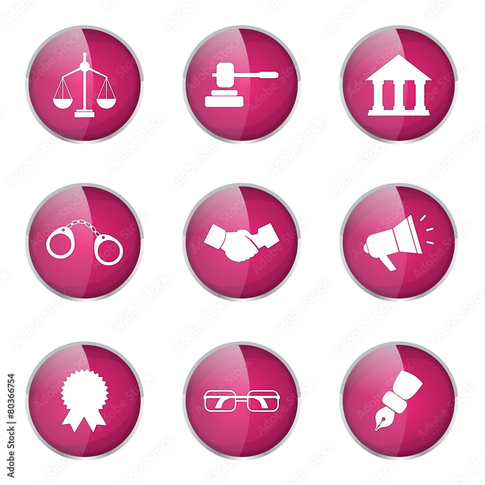 Law Sign Pink Vector Button Icon Design Set Law Sign Pink Vector Button Icon Design Set