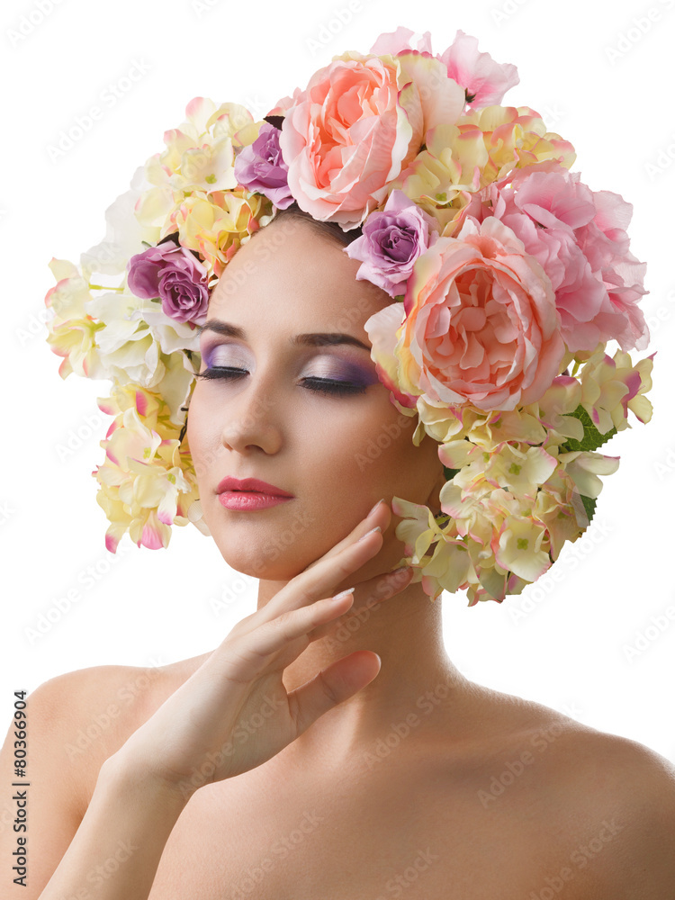 Woman with flower wreath Woman with flower wreath
