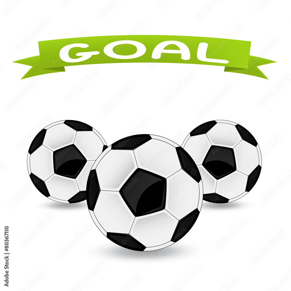 Obraz premium vector illustration of three soccer balls