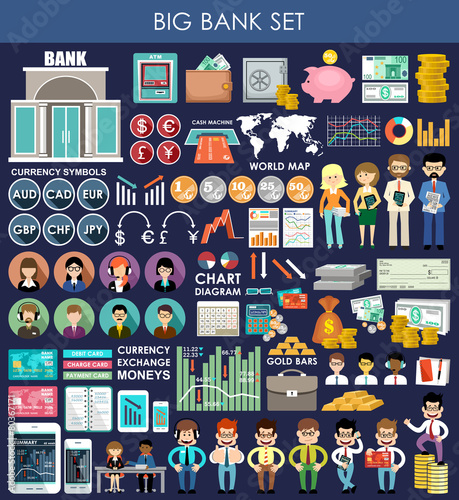 Big bank set. vector
