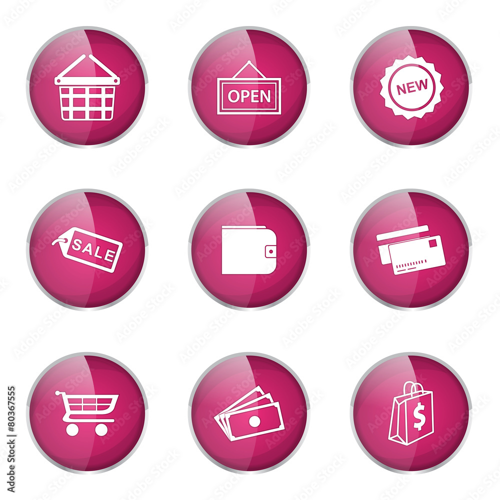 Shopping Sign Pink Vector Button Icon Design Set 2 Shopping Sign Pink Vector Button Icon Design Set 2