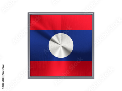Free Download Square metal button with flag of laos - GFXLoad