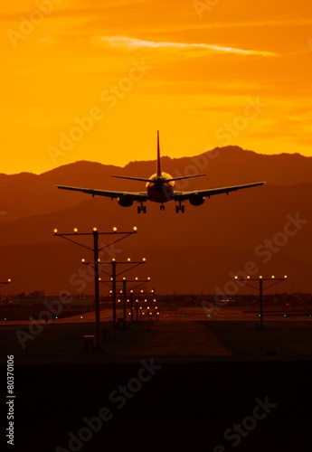 Airplane Travel at Sunset
