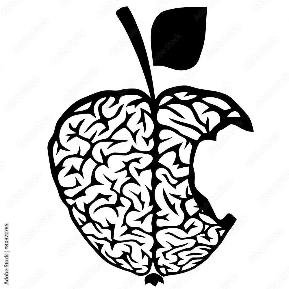 bitten Brain Shaped Apple vector bitten Brain Shaped Apple vector