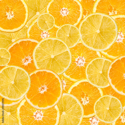 Orange And Lemon Slice Abstract Seamless Pattern