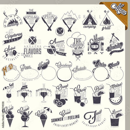 Retro vintage style restaurant menu designs