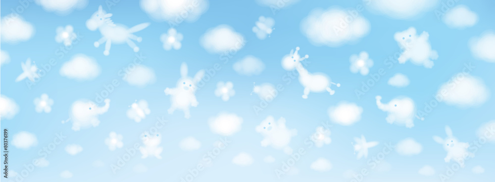 Naklejka premium Vector sky background, cute animals cartoons.
