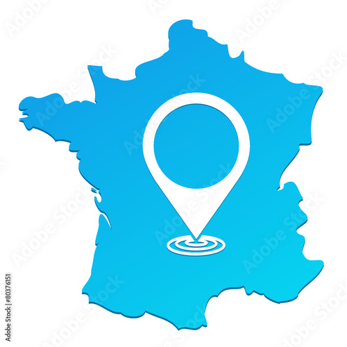 symbole géolocalisation sur carte de france bleue