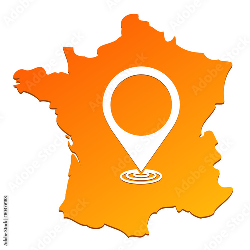 symbole géolocalisation sur carte de france orange