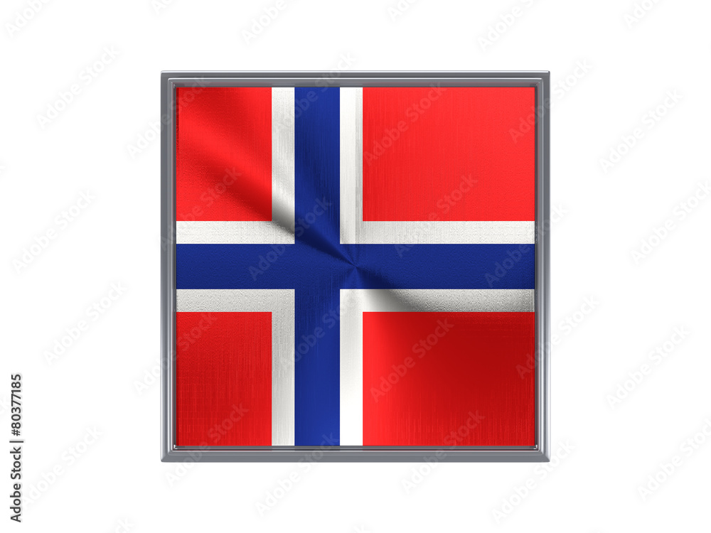 Obraz premium Square metal button with flag of norway