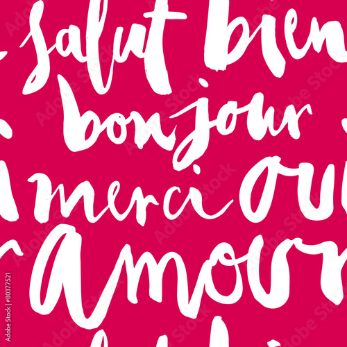 Seamless pattern of French words