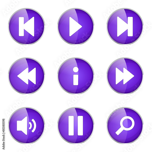 Free Download Multimedia Controller Violet Vector Button Icon Design Set - GFXLoad