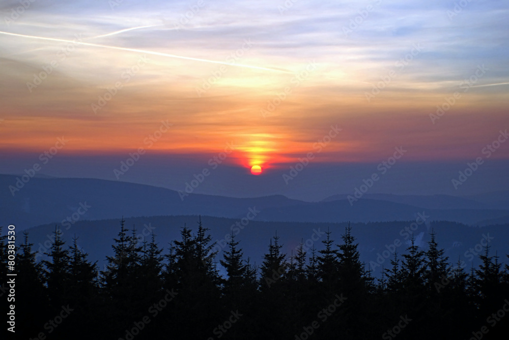 amazing sunrise in mountains