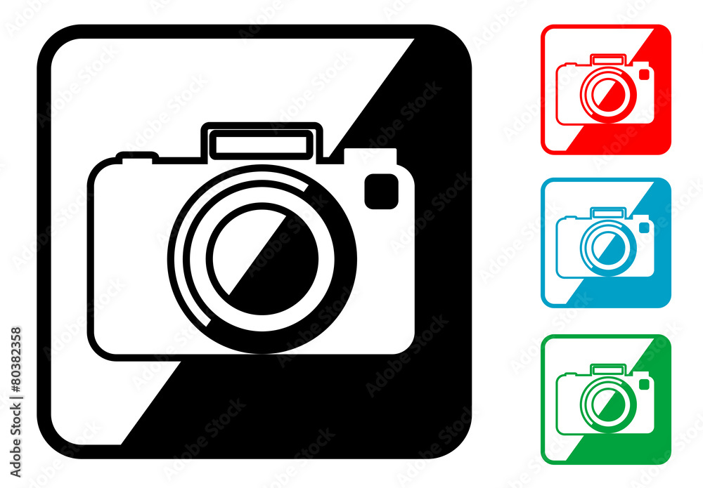 Icono simbolo camara fotografica en varios colores Stock Vector