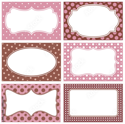 White frames with polka dot background